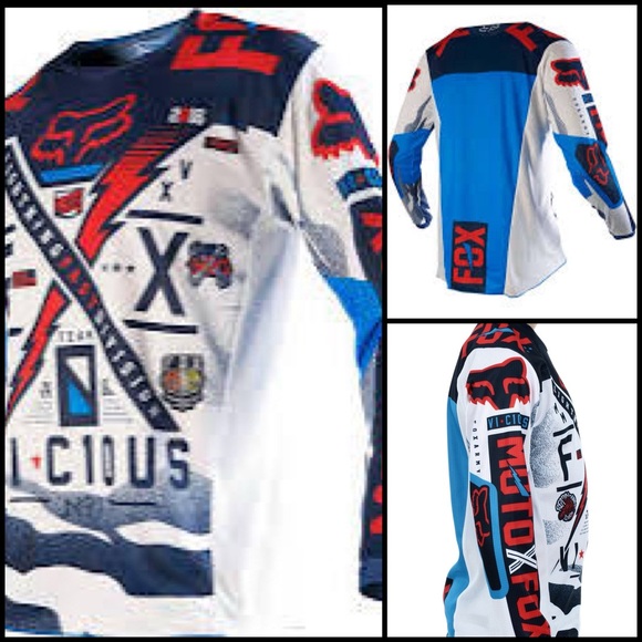 FOX Racing 180 2016 VICIOUS BLUE / WHITE Motocross Long Sleeve Graphic Jersey XL - Picture 1 of 16